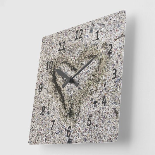 ロマンチックなハートをサンドフォト スクエア壁時計 (傾斜)