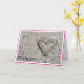 ロマンチックなハートを選択フレーム付きサンドフォト カード (黄色い花)