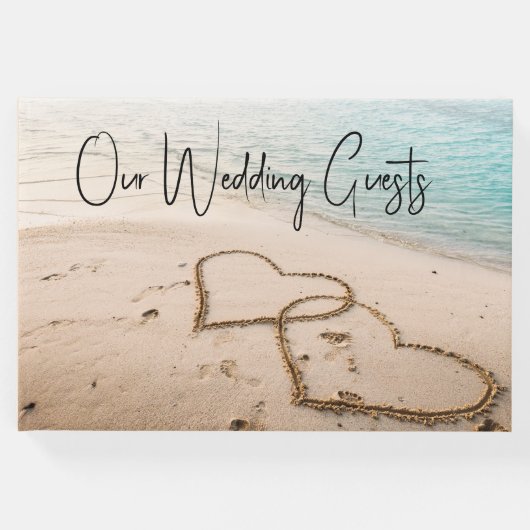 ロマンチックなハートインサンドビーチ結婚式 ゲストブック (正面)