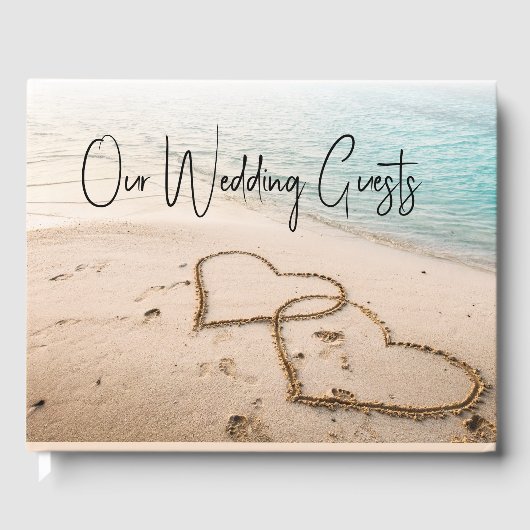 ロマンチックなハートインサンドビーチ結婚式 ゲストブック (正面)