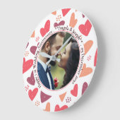 ロマンチックなハートカスタム- Photo Anniversary Gift ラージ壁時計 (傾斜)