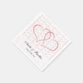 ロマンチックなハートグラフィカル彼女はピンク スタンダードカクテルナプキン (角)