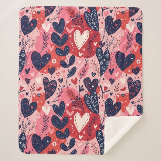 ロマンチックなハートコージーアップザバレンタイン シェルパブランケット (正面)