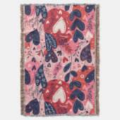 ロマンチックなハートコージーアップザバレンタイン スローブランケット (正面縦)