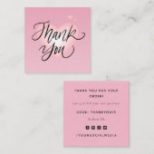 ロマンチックなハートザラメなピンクありがとうバレンタインデー スクエア名刺 (正面/裏面)