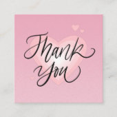 ロマンチックなハートザラメなピンクありがとうバレンタインデー スクエア名刺 (正面)