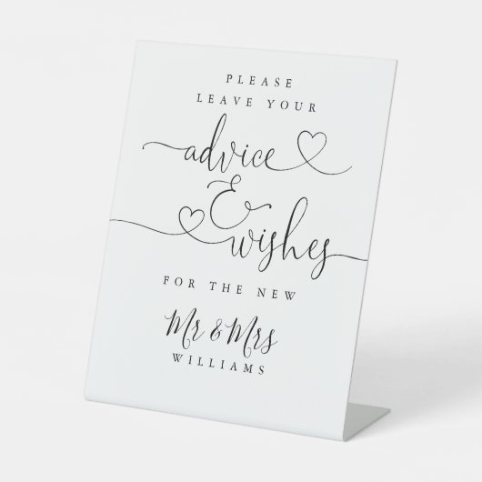 ロマンチックなハートスクリプトのアドバイスと願い 台座サイン (正面)