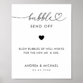 ロマンチックなハートスクリプトバブルセンド結婚オフのサイン ポスター (正面)