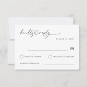 ロマンチックなハートスクリプトミニマリストエレガントな結婚式 出欠カード (正面)