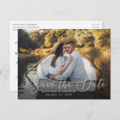 ロマンチックなハートスクリプト写真の保存日付 案内ポストカード (正面/裏面)