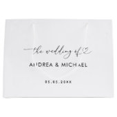 ロマンチックなハートスクリプト結婚のミニマリスト ラージペーパーバッグ (正面)