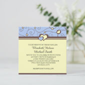 ロマンチックなハートスワーズブルーウェディング招待 招待状 (スタンド正面)