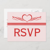 ロマンチックなハートスワーズRSVPポストカード インビテーションポストカード (正面/裏面)