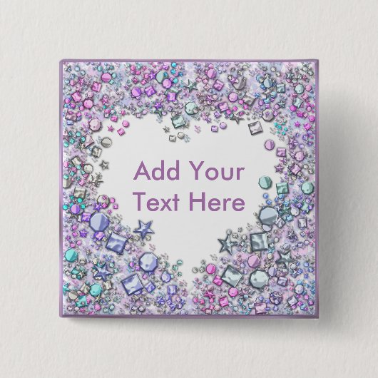 ロマンチックなハートソフトピンクパステルカラーズ追加文字 缶バッジ (正面)