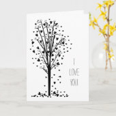 ロマンチックなハートツリーラブ カード (黄色い花)