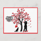 ロマンチックなハートツリー女性カップル シーズンポストカード (正面)
