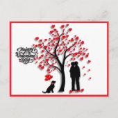 ロマンチックなハートツリー男性カップル シーズンポストカード (正面)