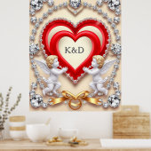 ロマンチックなハートデザイン ポスター (キッチン)