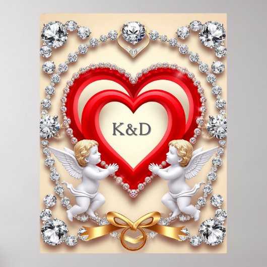 ロマンチックなハートデザイン ポスター (正面)