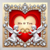 ロマンチックなハートデザイン ポスター (正面)