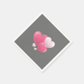 ロマンチックなハートバルーンナプキン – 愛&バレンタイン スタンダードカクテルナプキン (角)