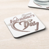 ロマンチックなハートバレンタインデーのスクリプトタイポグラフィ コースター (左側)