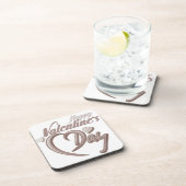 ロマンチックなハートバレンタインデーのスクリプトタイポグラフィ コースター (右側)