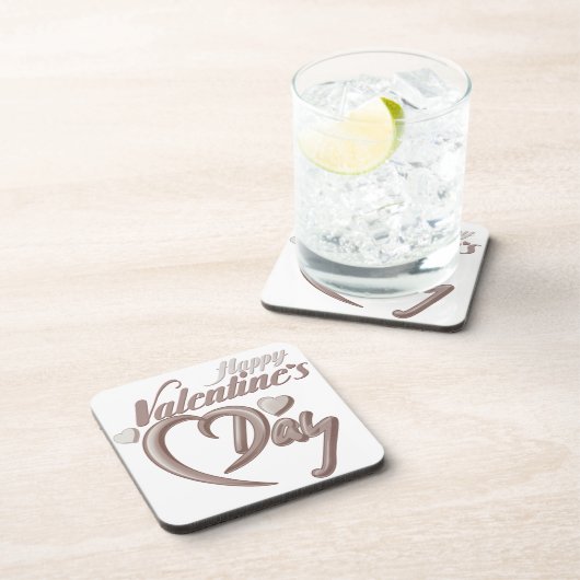 ロマンチックなハートバレンタインデーのスクリプトタイポグラフィ コースター (右側)