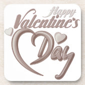ロマンチックなハートバレンタインデーのスクリプトタイポグラフィ コースター (正面)