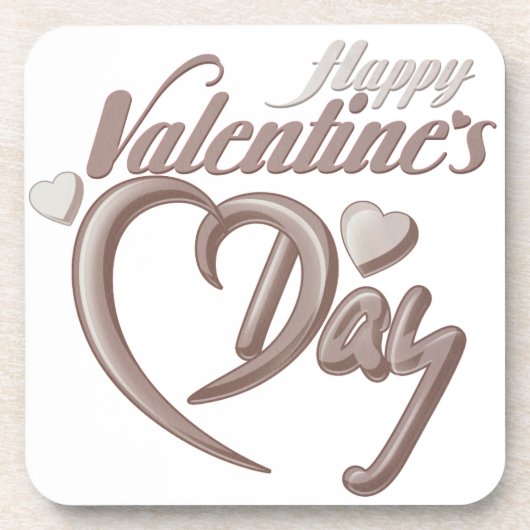 ロマンチックなハートバレンタインデーのスクリプトタイポグラフィ コースター (正面)