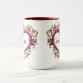 ロマンチックなハートバレンタインデーコーヒーマグ マグカップ (中央)