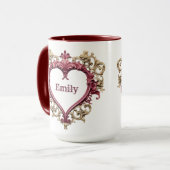 ロマンチックなハートバレンタインデーコーヒーマグ マグカップ (正面左)