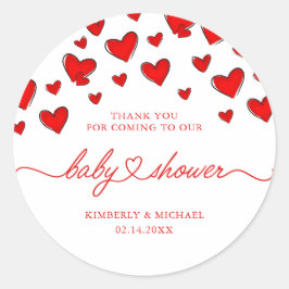 ロマンチックなハートバレンタインデーシャワーありがとう ラウンドシール