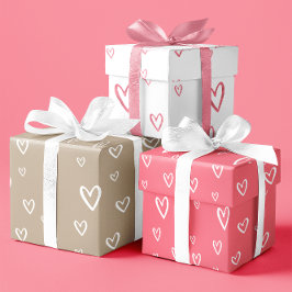 ロマンチックなハートパターン赤面、コーヒー、ホワイト ラッピングペーパーシート