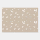 ロマンチックなハートパターン赤面、コーヒー、ホワイト ラッピングペーパーシート (正面3)