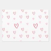 ロマンチックなハートパターン赤面、コーヒー、ホワイト ラッピングペーパーシート (正面2)