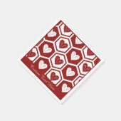 ロマンチックなハートホワイトダイヤモンドハートパーソナライズ スタンダードカクテルナプキン (角)