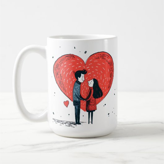 ロマンチックなハートマグバレンタインデー コーヒーマグカップ (左)
