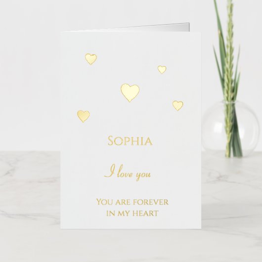 ロマンチックなハートラブ 箔グリーティングカード (正面)