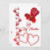 ロマンチックなハートレッドローズマイバレンタイン シーズンカード (正面/裏面)