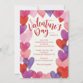 ロマンチックなハートヴァレンティーンズデイパーティー 招待状 (正面)