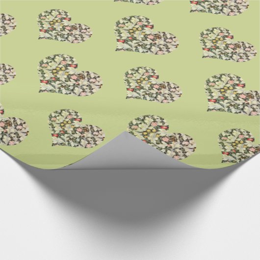 ロマンチックなハートヴィンテージフローラ ラッピングペーパー (角)