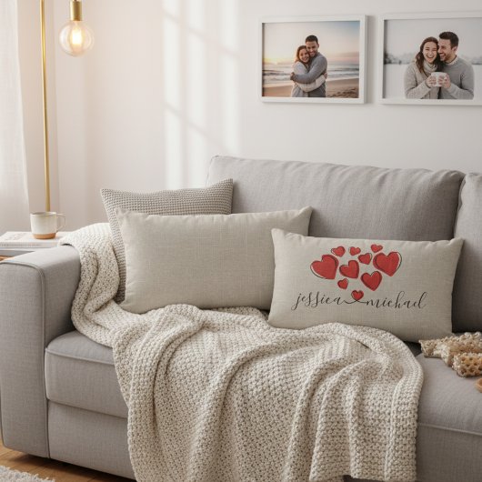 ロマンチックなハート名前をカスタムする新婚のための枕 ランバークッション