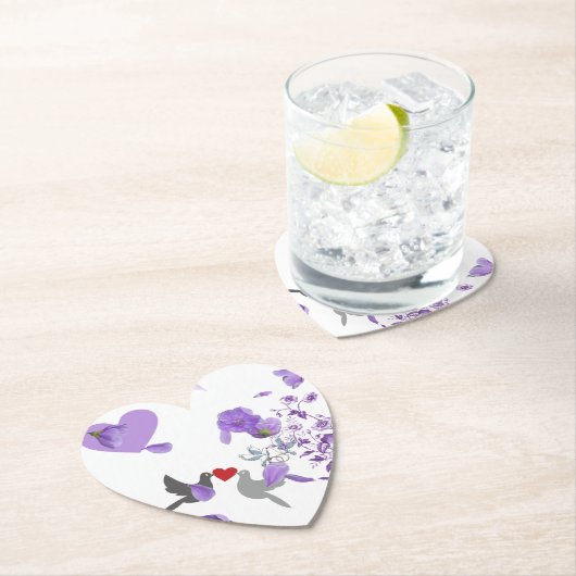 ロマンチックなハート型のコースター結婚で紫色のコースター ペーパーコースター (インサイチュ)