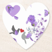 ロマンチックなハート型のコースター結婚で紫色のコースター ペーパーコースター (正面)