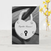 ロマンチックなハート型南京錠の写真入りグリーティングカード カード (黄色い花)