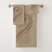 ロマンチックなハート海ビーチ砂 バスタオルセット (インサイチュ)