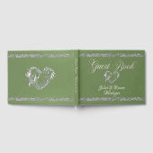 ロマンチックなハート&グリッターオンセージ ゲストブック (全面)