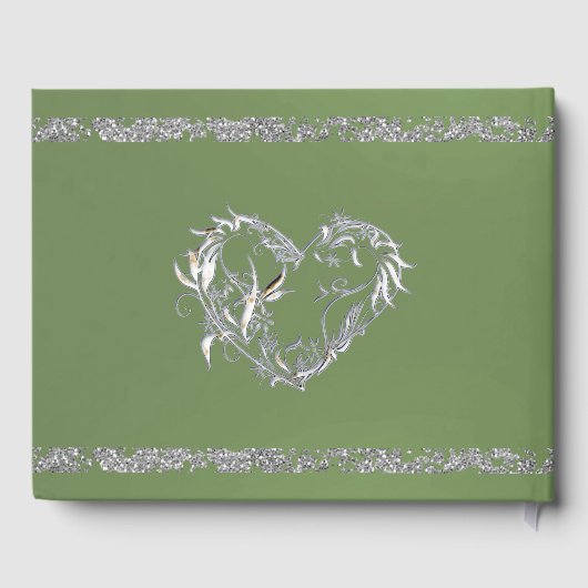 ロマンチックなハート&グリッターオンセージ ゲストブック (裏面)