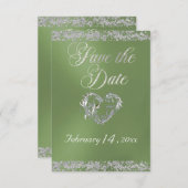 ロマンチックなハート&グリッターオンセージ セーブザデート (正面/裏面)